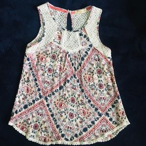 Rewind Lace Floral Sleeveless Top, M